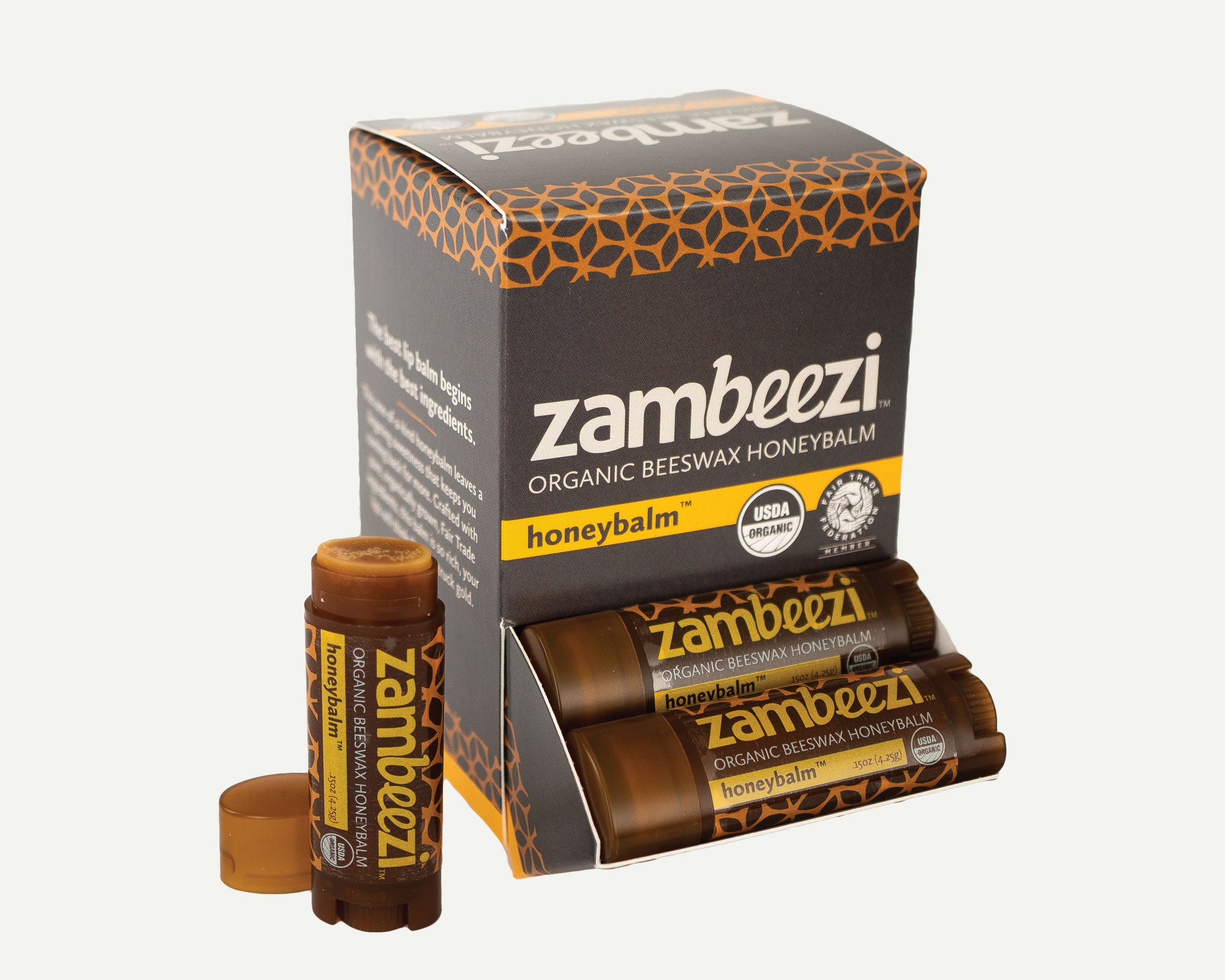 Honeybalm Carton - Zambeezi Organic, Fair Trade Beeswax Honey Lip Balm